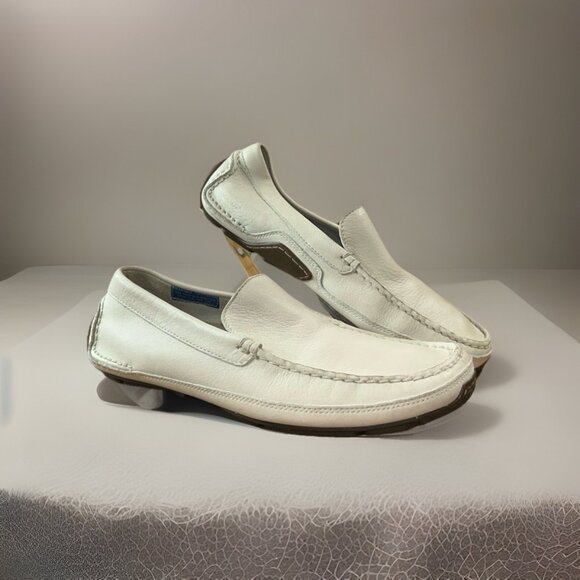 Rockport Women’s Light beige Leather Driving Moccasins Slip On Washable Size 9 W - Picture 1 of 7